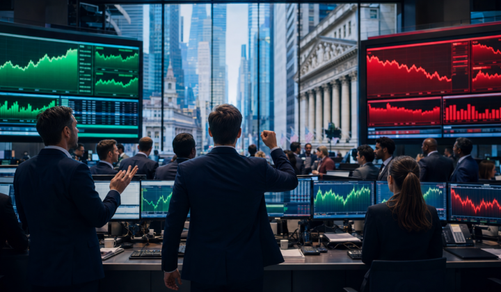 Asian financial markets displayed across digital screens in Tokyo, Hong Kong, Seoul, Shanghai and Sydney.