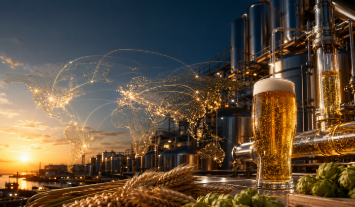 Modern brewery representing AB InBev’s global beer-market recovery